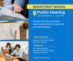 Redistrict Marin: Review the initial adjusted supervisorial district maps and provice feedback.